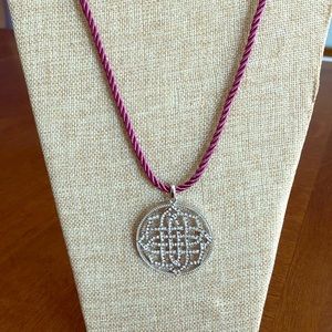 Celtic Rhinestone Pendant Necklace on Silk Cord